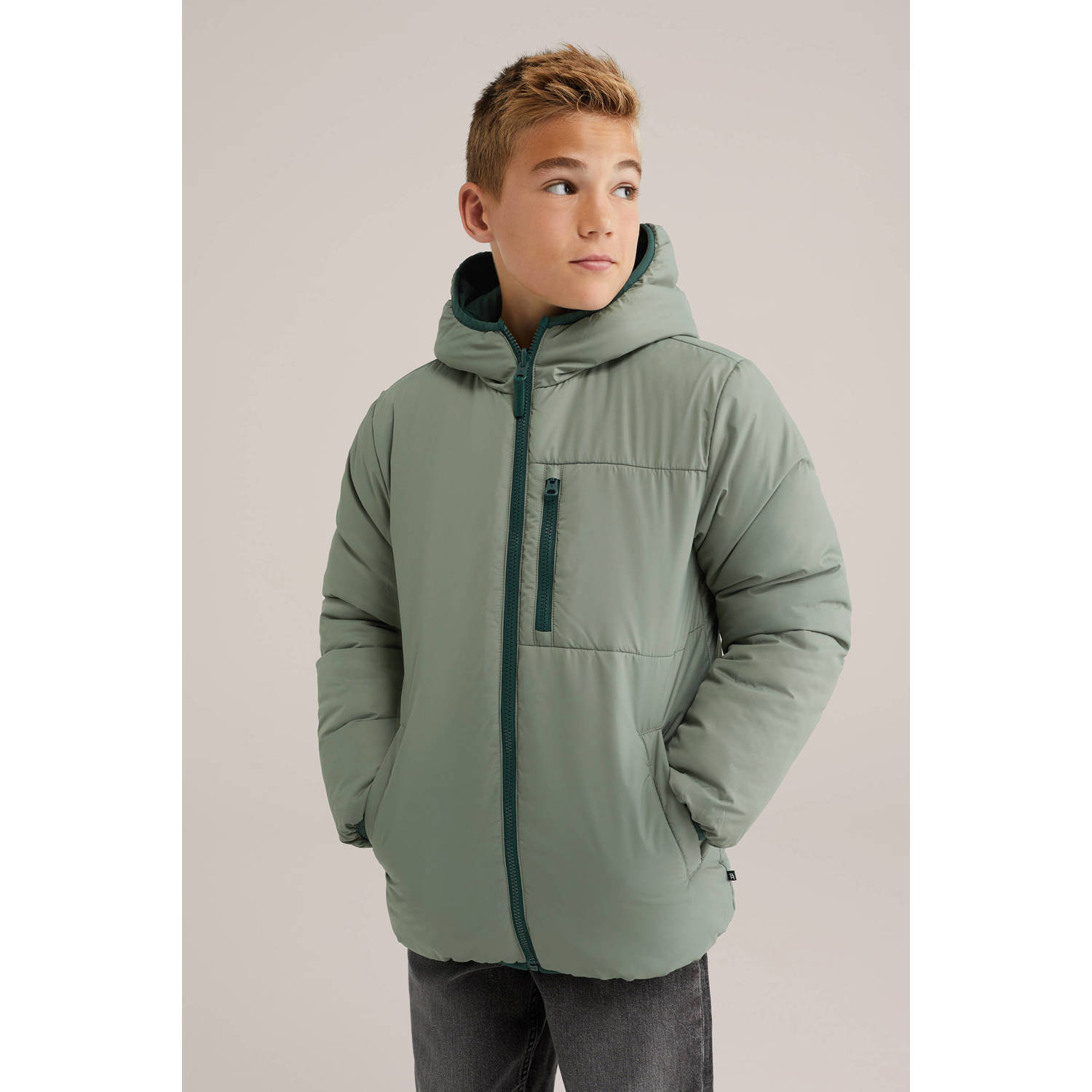 WE Fashion Blue Ridge reversible jas groen