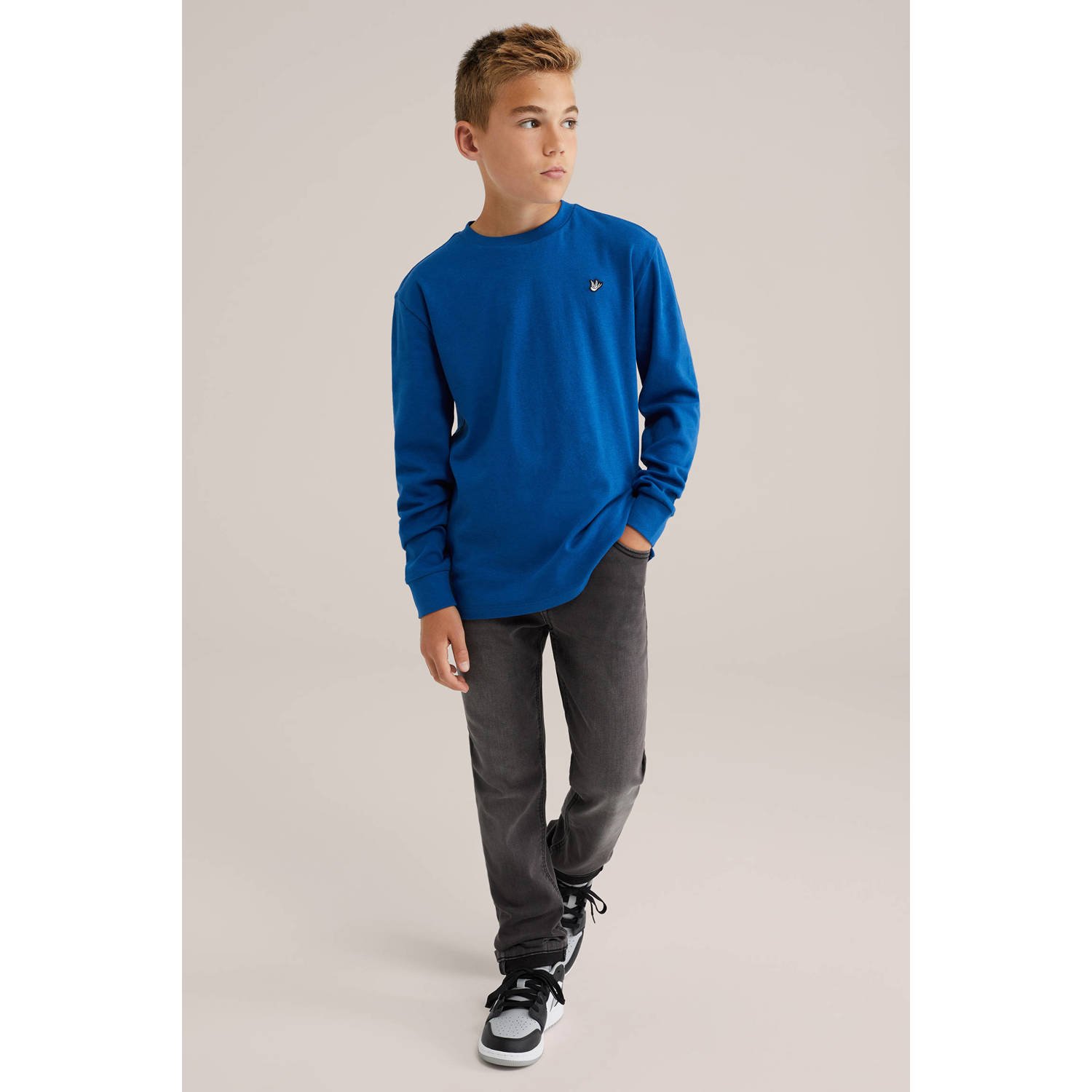 WE Fashion longsleeve donkerblauw