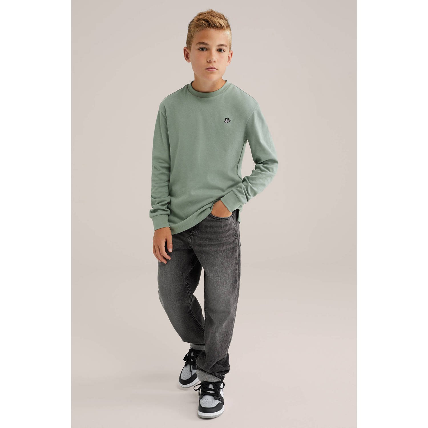 WE Fashion longsleeve saliegroen