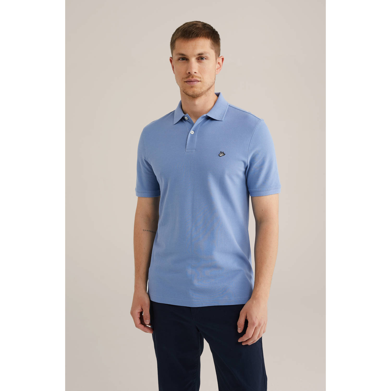 WE Fashion slim polo met textuur lavendel