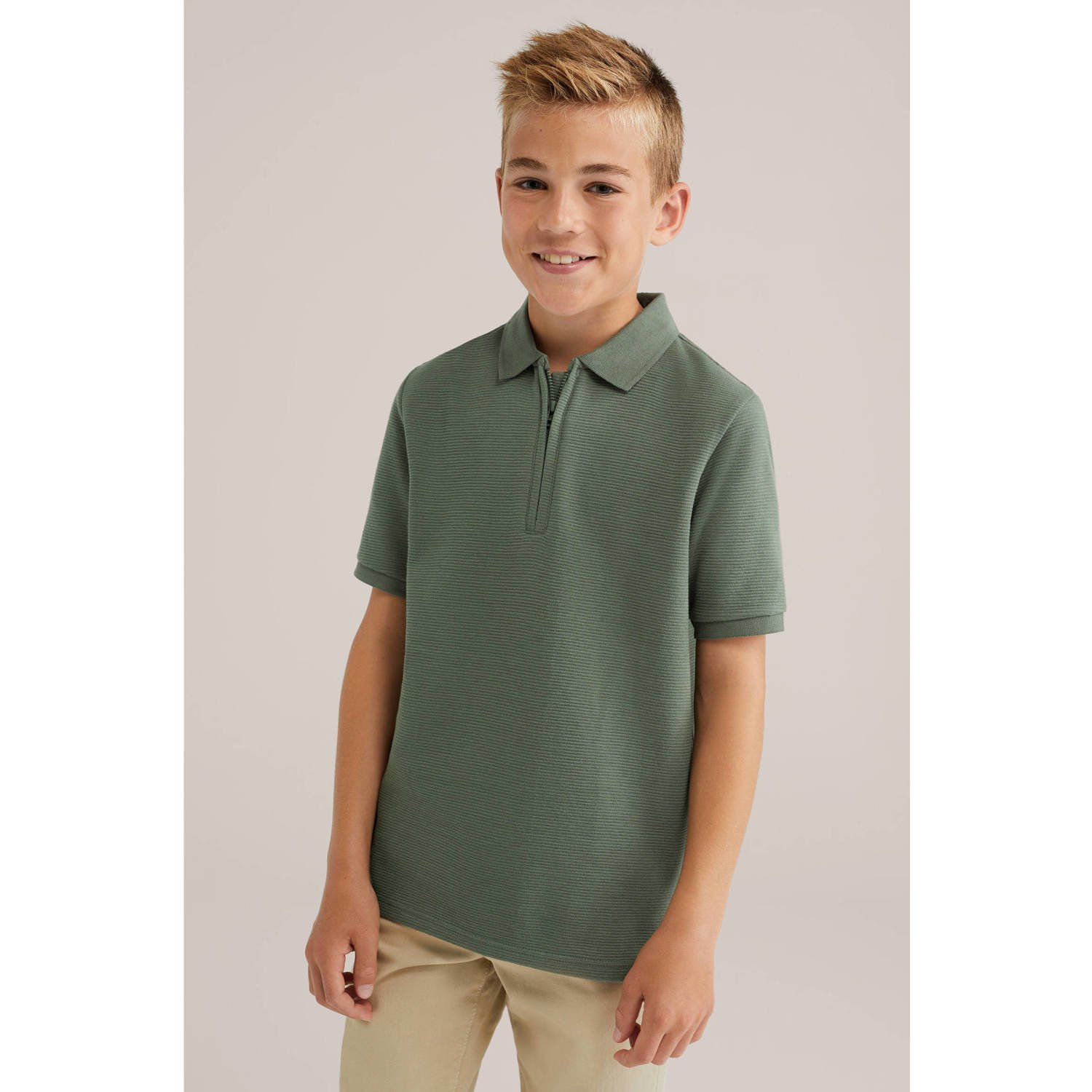 WE Fashion polo olijfgroen
