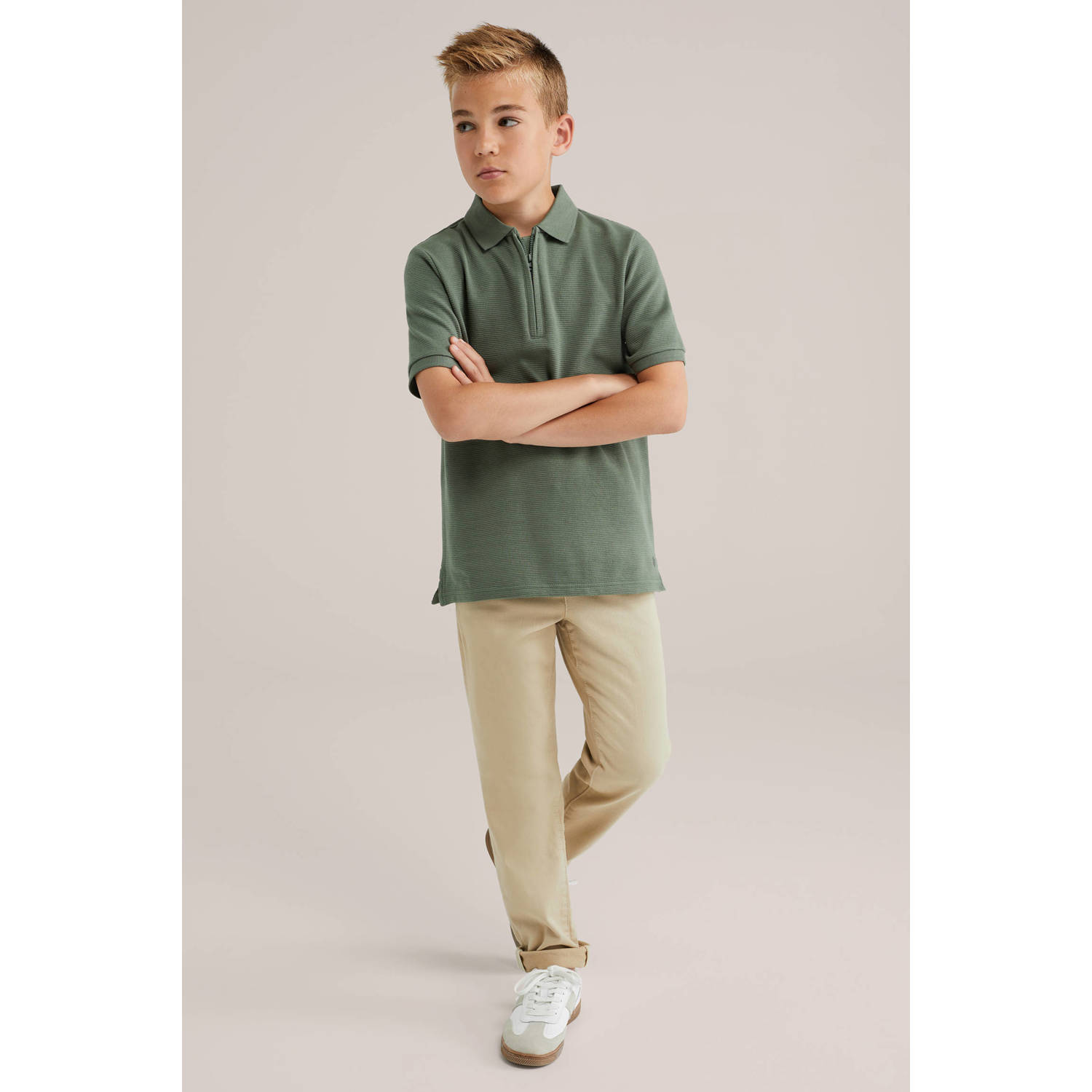 WE Fashion polo olijfgroen