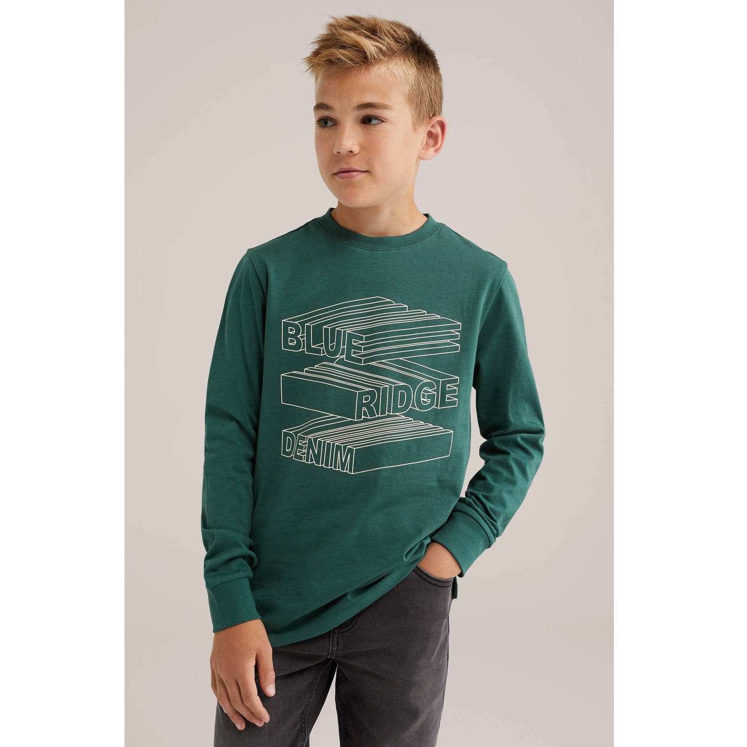 WE Fashion longsleeve donkergroen