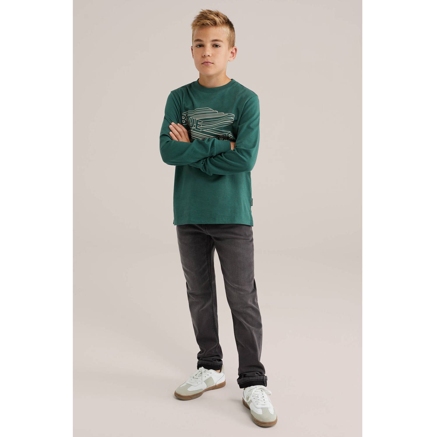 WE Fashion longsleeve donkergroen
