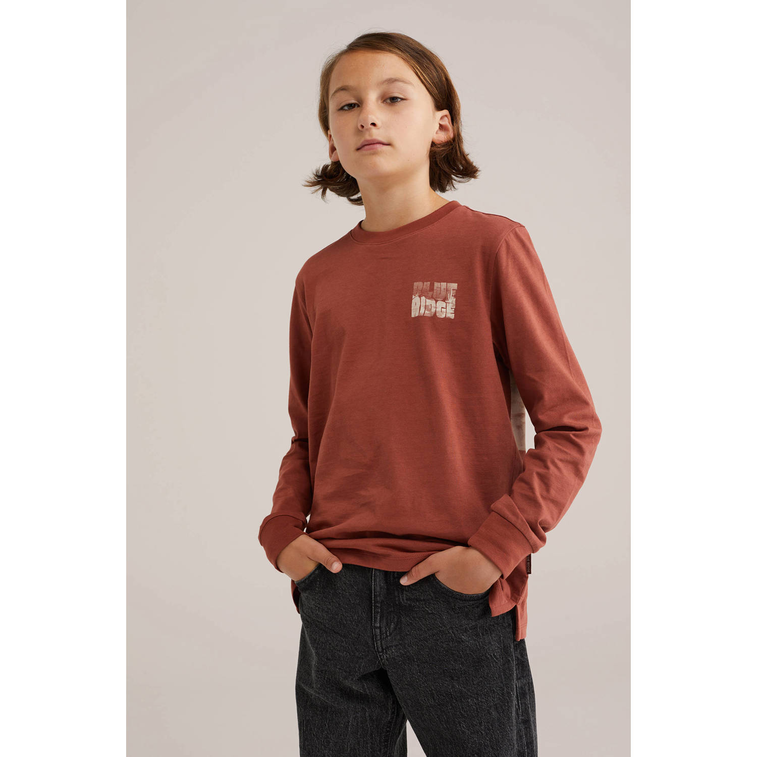 WE Fashion longsleeve donkerbruin