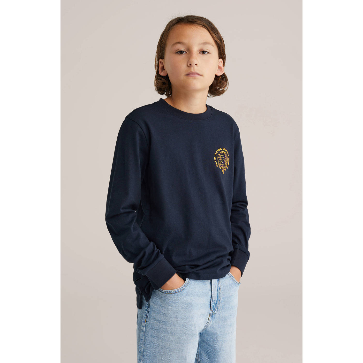 WE Fashion longsleeve donkerblauw