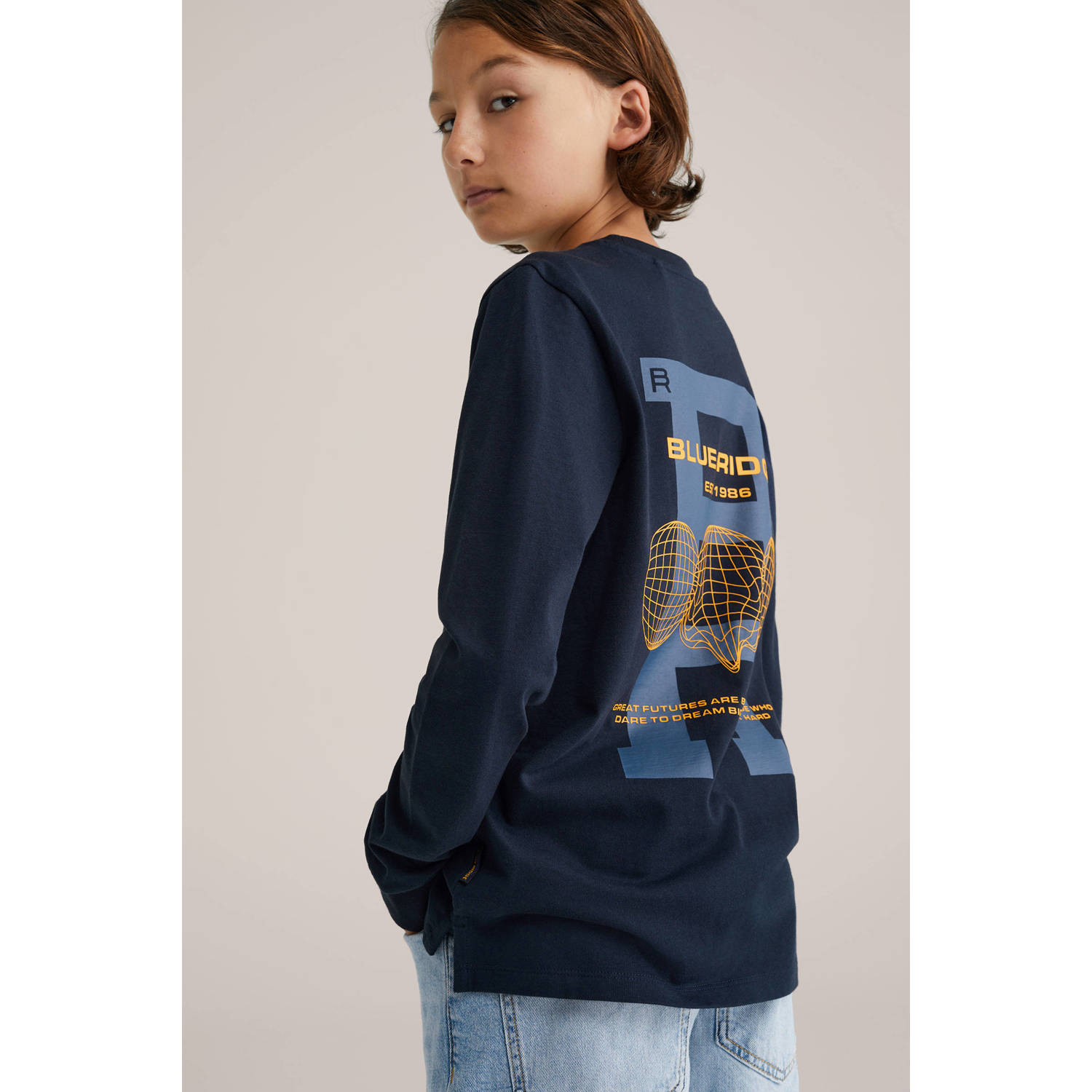 WE Fashion longsleeve donkerblauw