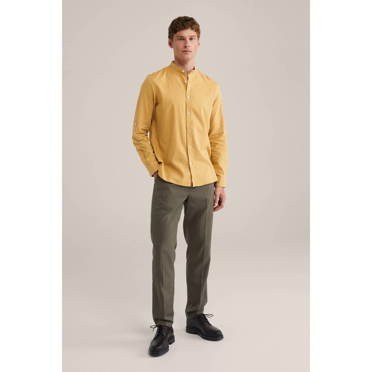 WE Fashion linnen casual overhemd geel