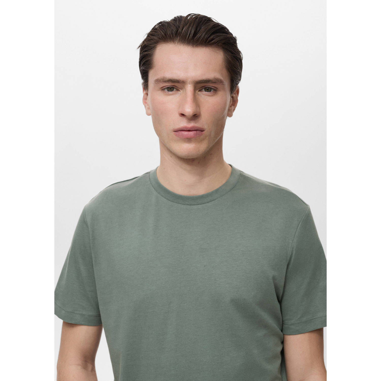 Mango Man slim T-shirt groen