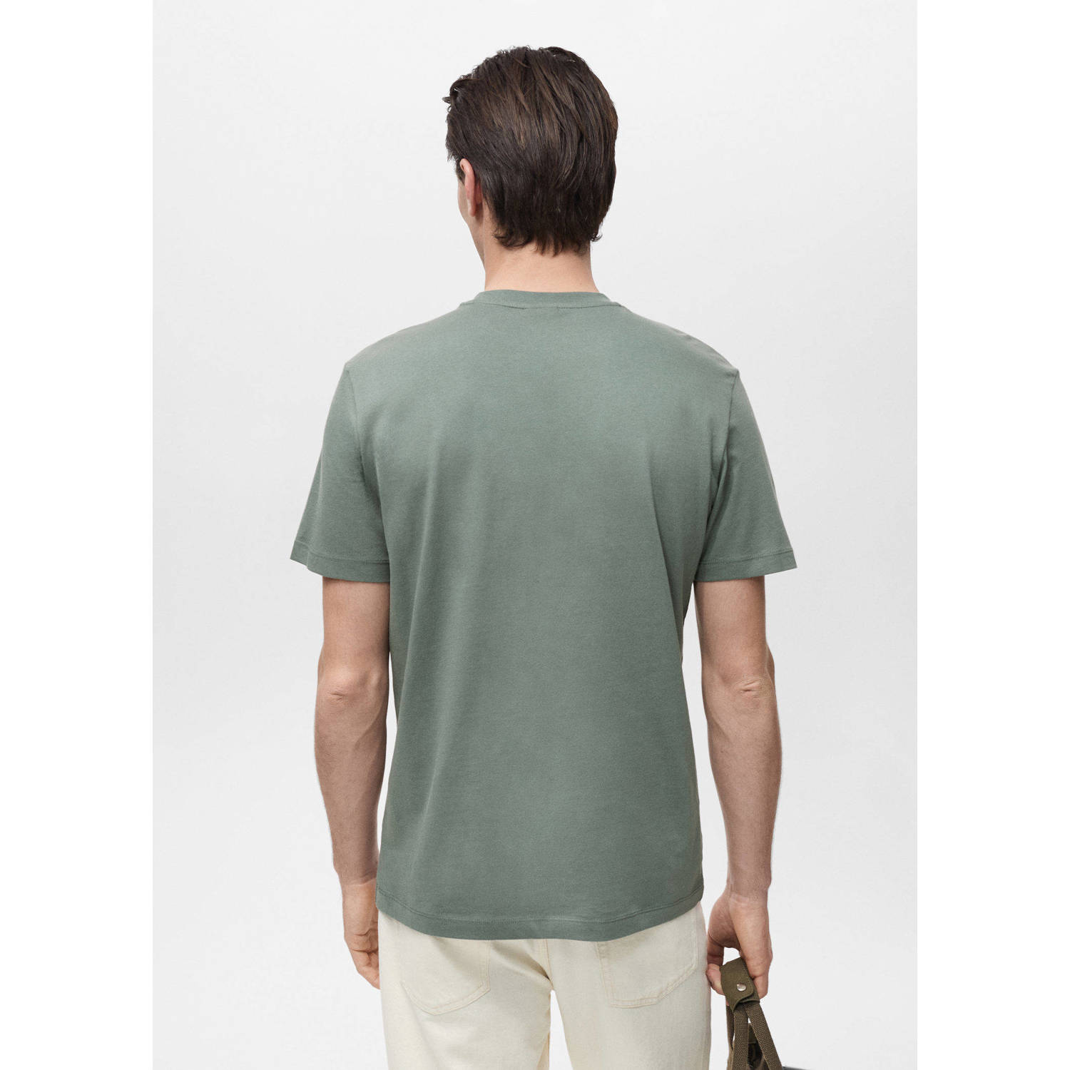 Mango Man slim T-shirt groen