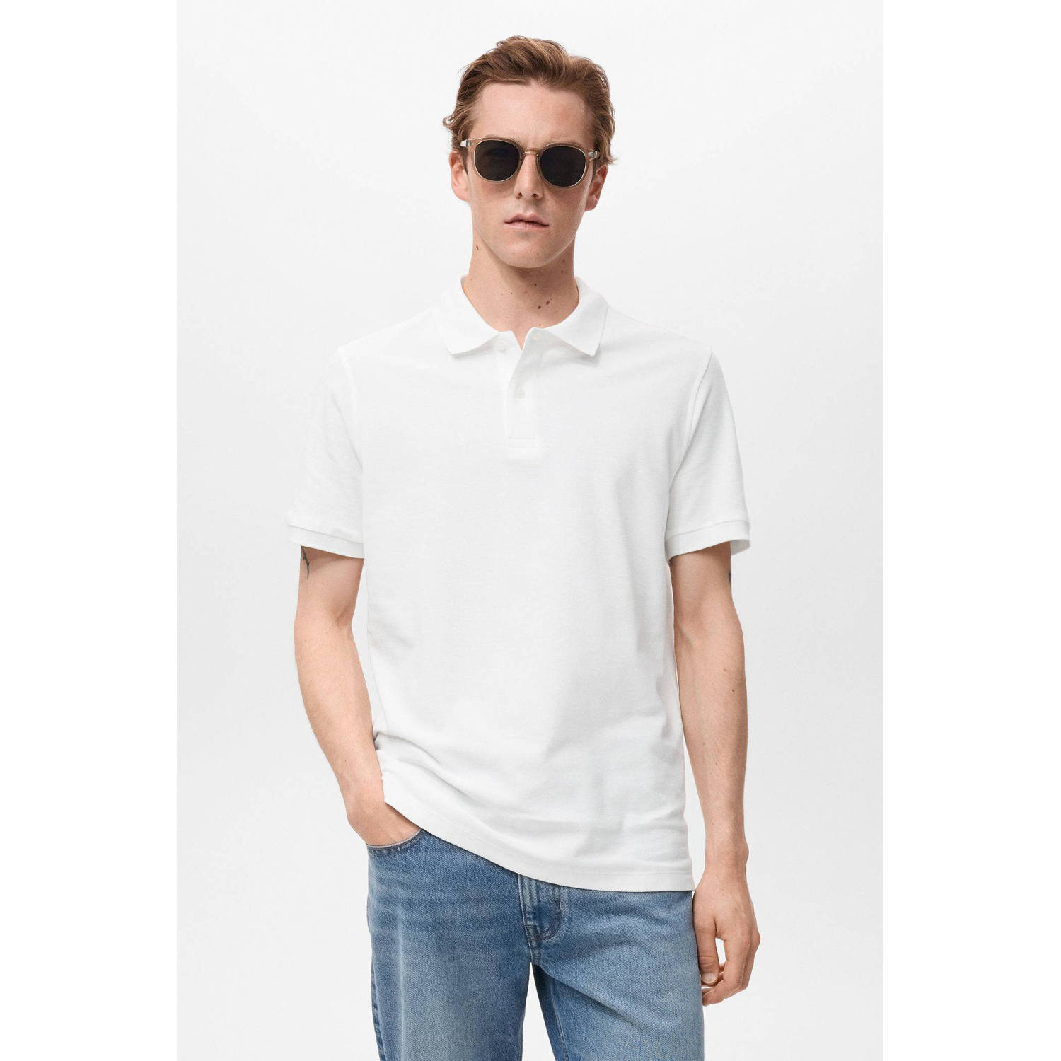 Mango Man regular polo wit