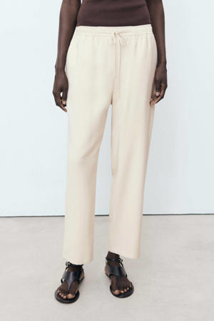 straight regular waist broek beige