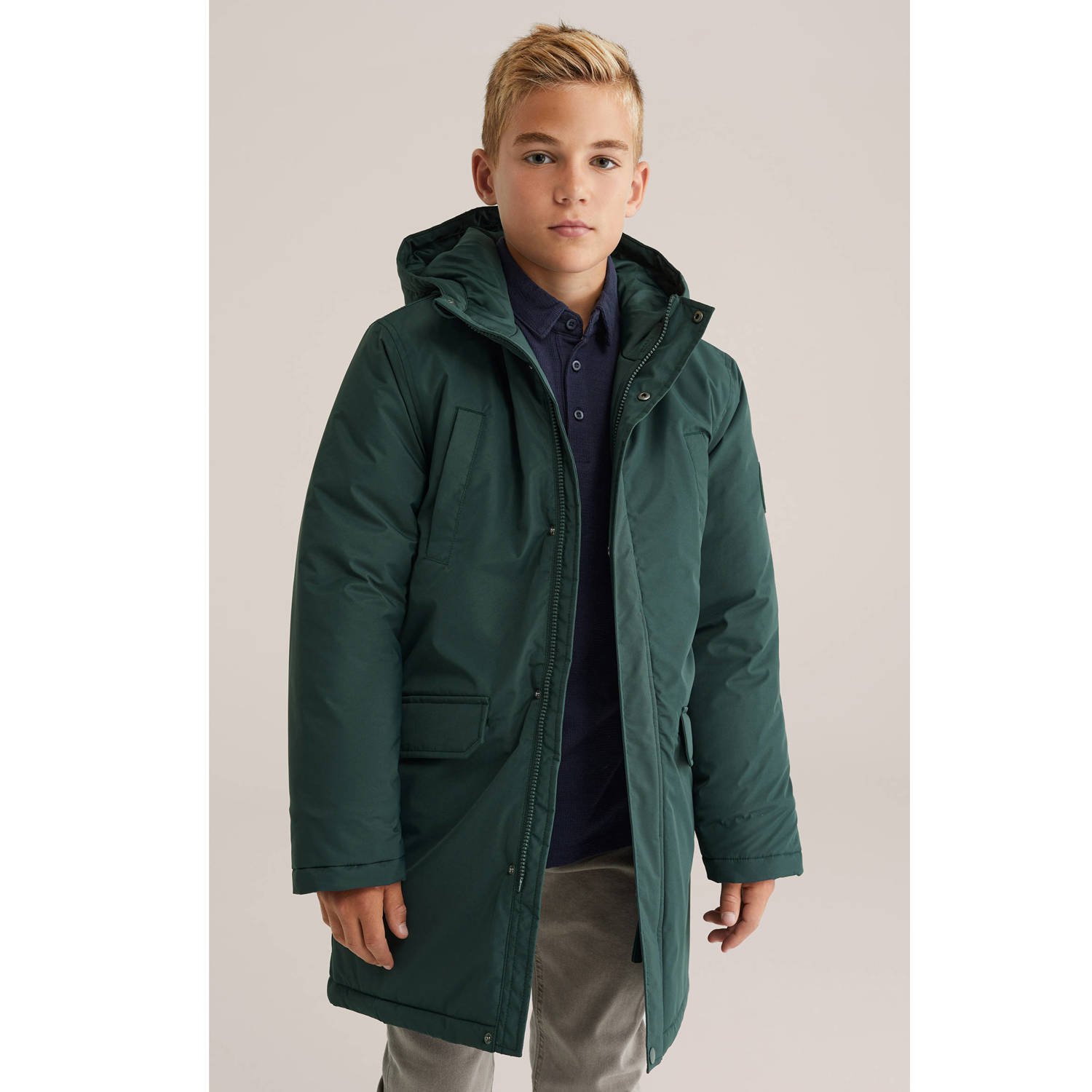 WE Fashion Blue Ridge parka donkergroen