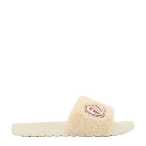   badslippers van imitatiebont beige