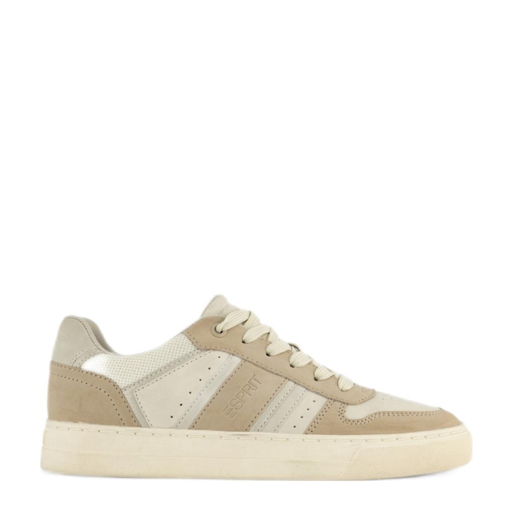 Beige dames ESPRIT sneakers van imitatieleer met veters