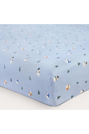 flanellen hoeslaken blauw