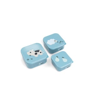 Snackdoos set 3 stuks Tiny farm - Blauw