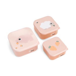 Snackdoos set 3 stuks Tiny farm - Roze