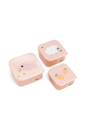 Snackdoos set 3 stuks Tiny farm - Roze