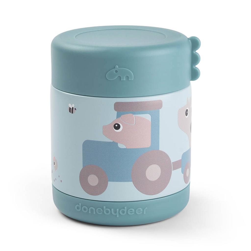 Done by Deer Thermo voedselcontainer Tiny farm - Blauw 300 ML