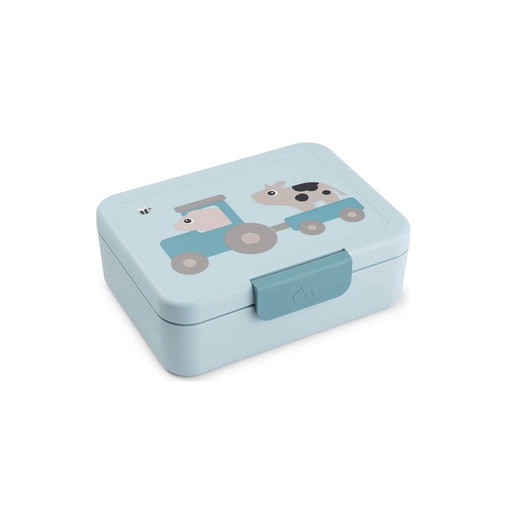 Done by Deer Broodtrommel met vakverdeling Tiny farm - Blauw