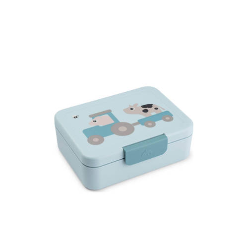 Done by Deer Broodtrommel met vakverdeling Tiny farm - Blauw afbeelding
