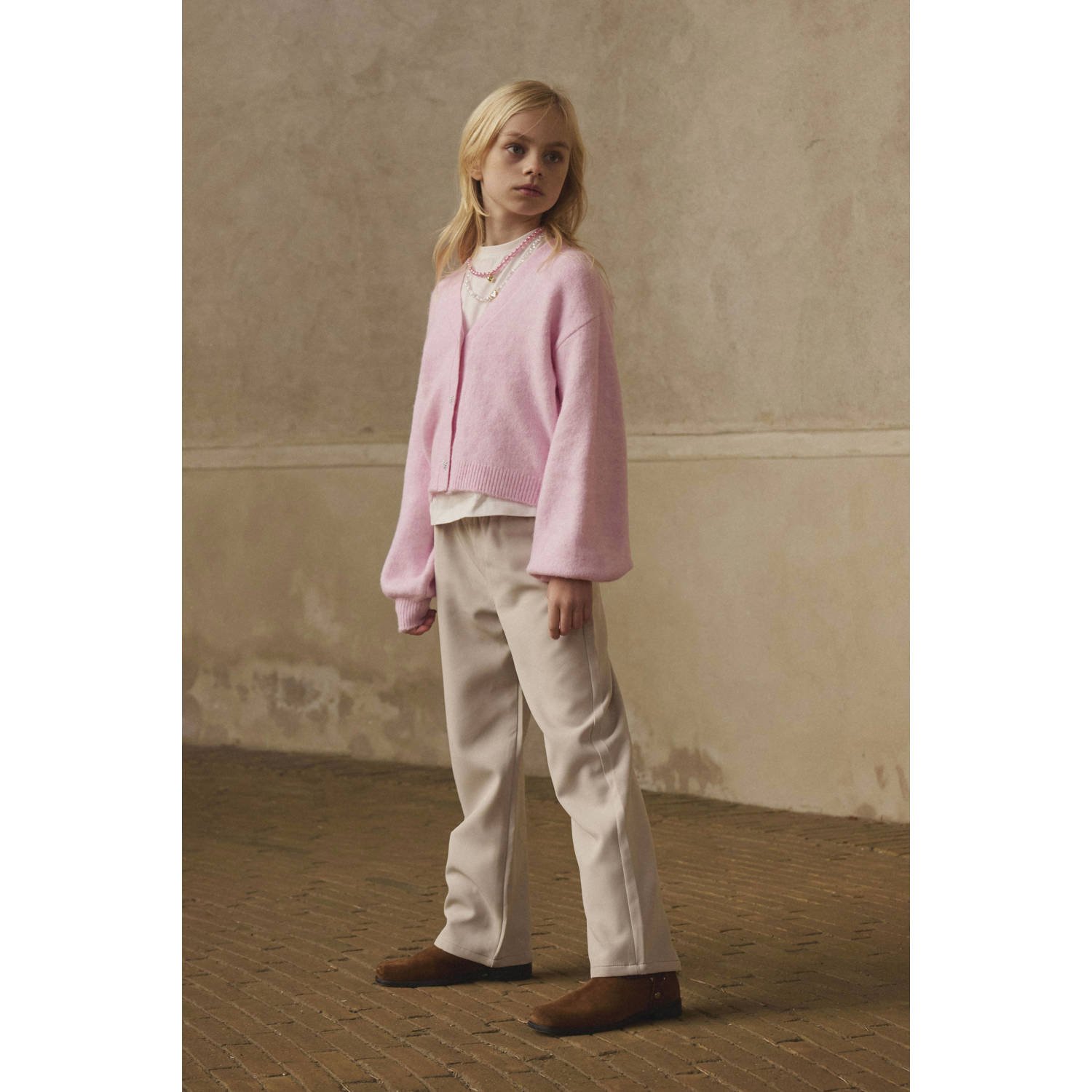 NAME IT KIDS cardigan lichtroze gebreid