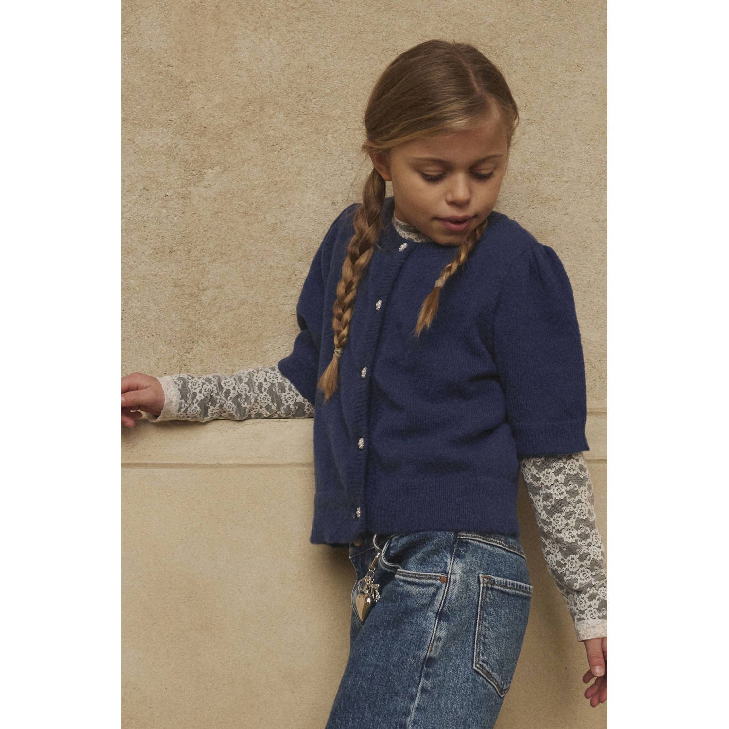 NAME IT KIDS vest donkerblauw fijn gebreid