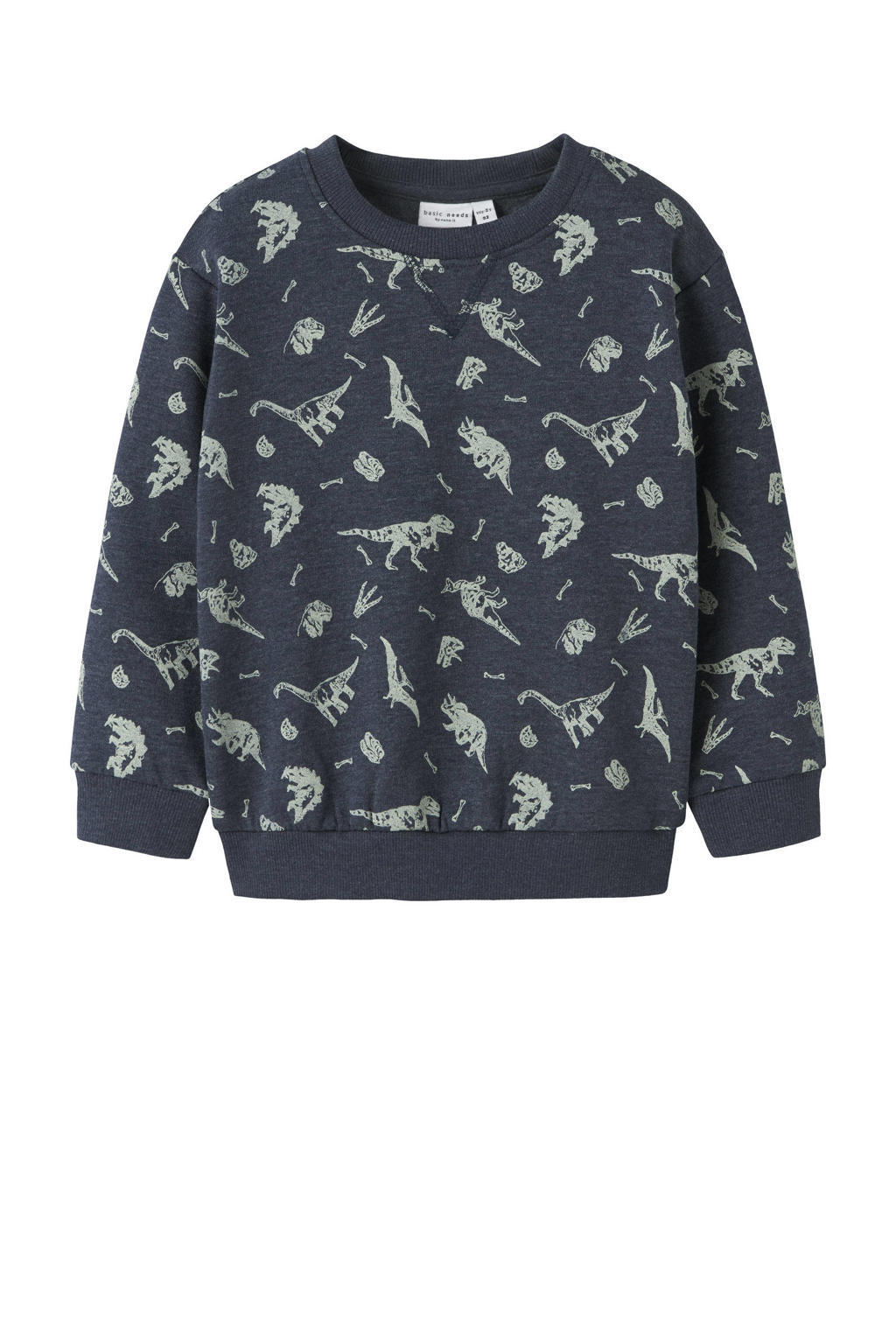 Donkerblauwe jongens NAME IT MINI sweater met lange mouwen en ronde hals