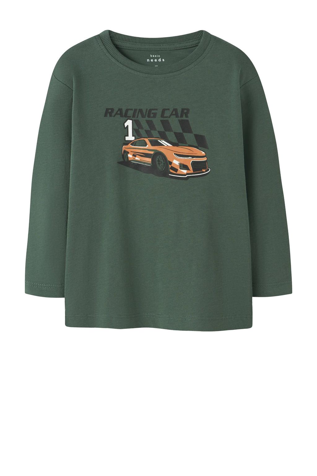 Groene jongens NAME IT MINI longsleeve van katoen met printopdruk, lange mouwen en ronde hals