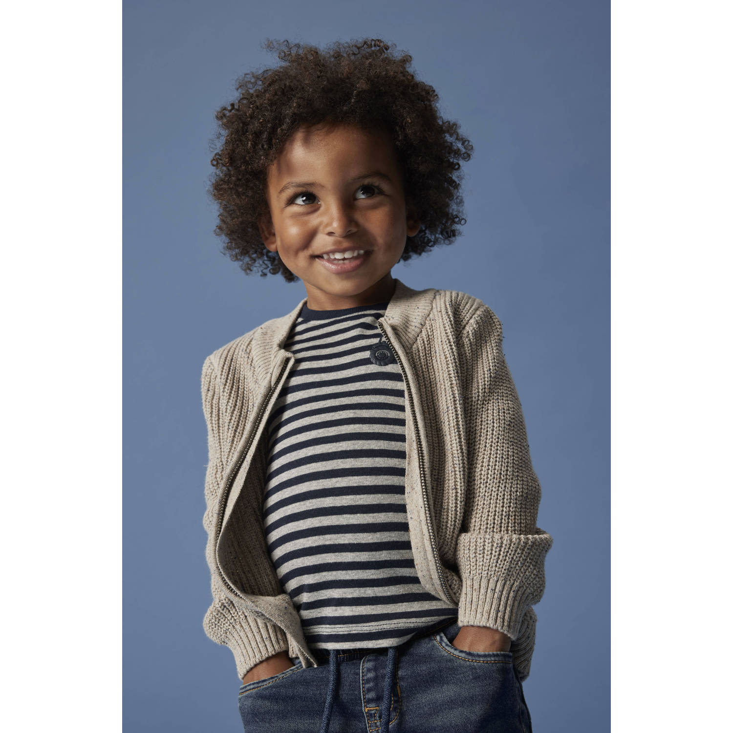 NAME IT MINI cardigan zand gebreid
