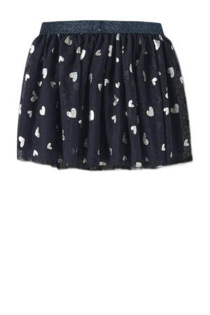korte rok NMFVABOS  met hartjes donkerblauw/zilver