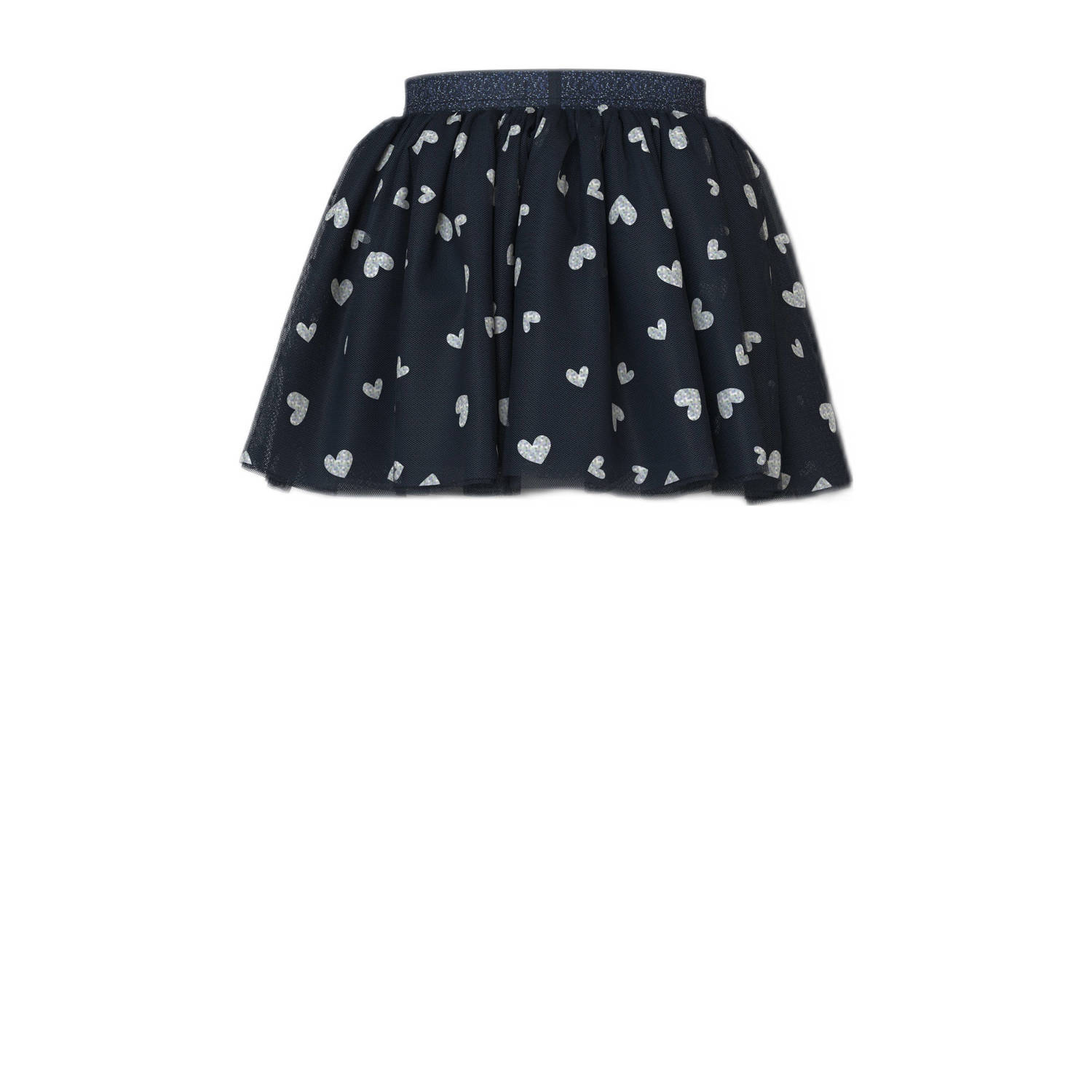 NAME IT MINI korte rok NMFVABOS met hartjes donkerblauw zilver