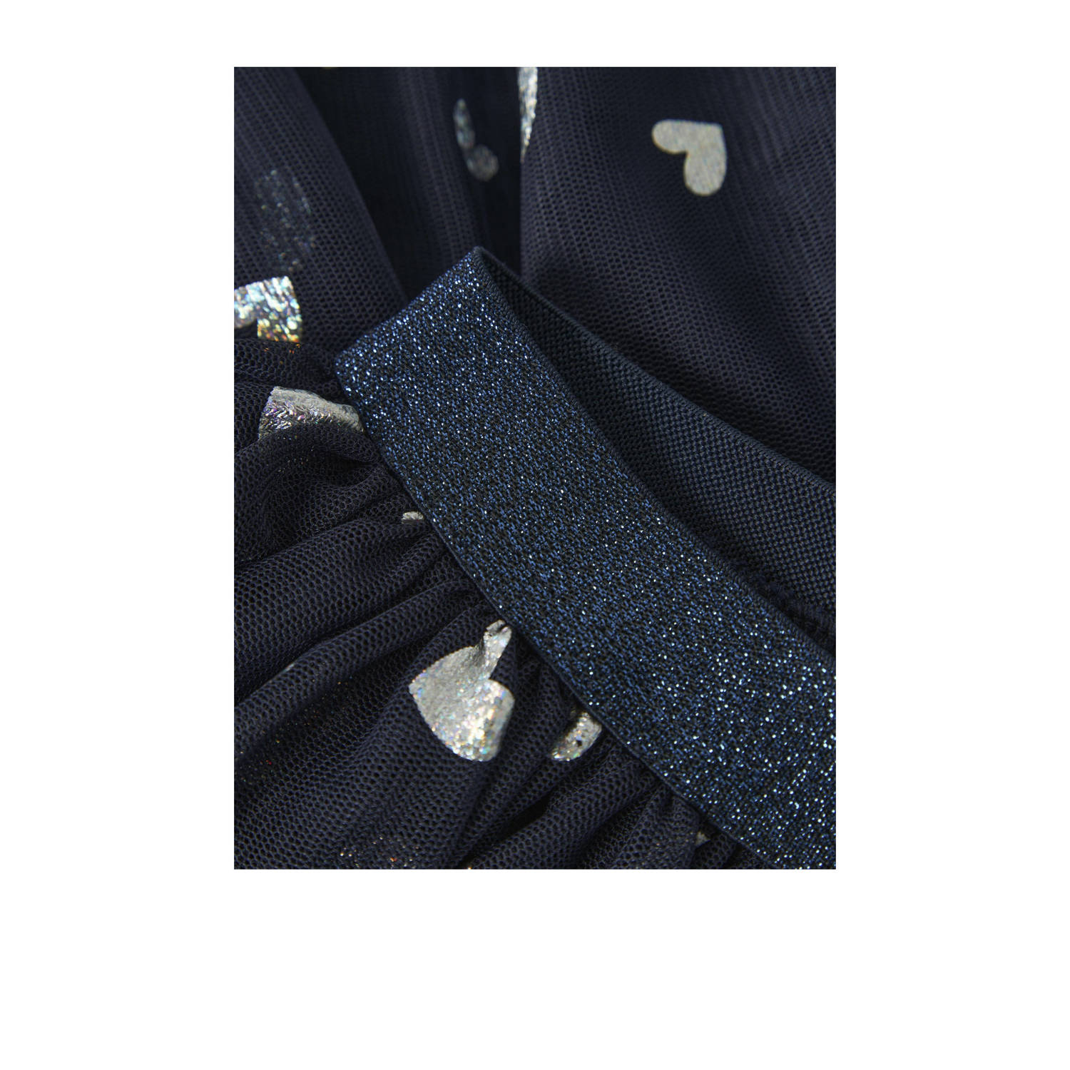 NAME IT MINI korte rok NMFVABOS met hartjes donkerblauw zilver