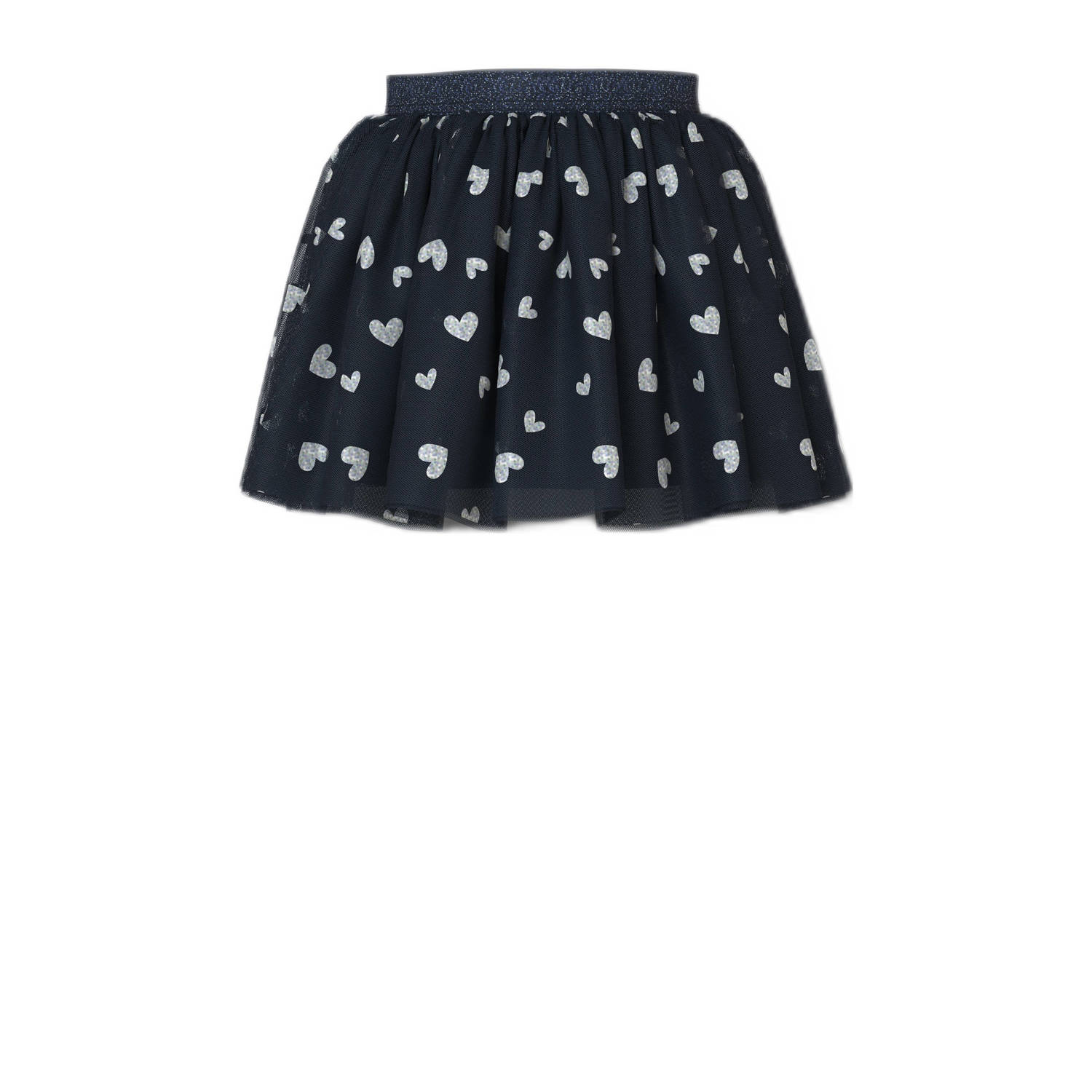 NAME IT MINI korte rok NMFVABOS met hartjes donkerblauw zilver