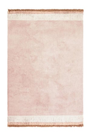 hoogpolig kindervloerkleed 170x120 cm - roze/offwhite
