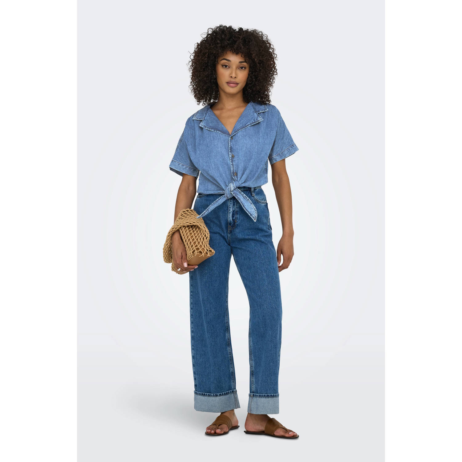 ONLY denim blouse medium blue denim