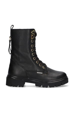 Mave Moxie leren veterboots zwart