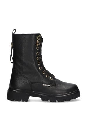 Mave Moxie leren veterboots zwart