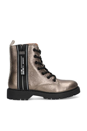 Belle leren veterboots brons
