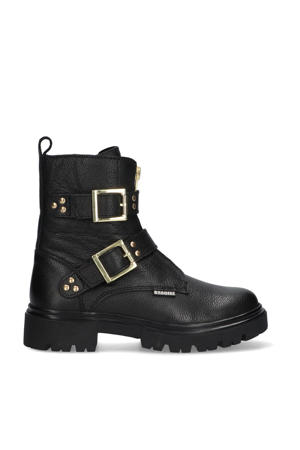Mila Moxie leren veterboots zwart