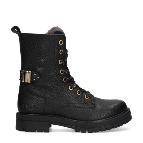 Braqeez Leah Leap gevoerde leren veterboots zwart afbeelding
