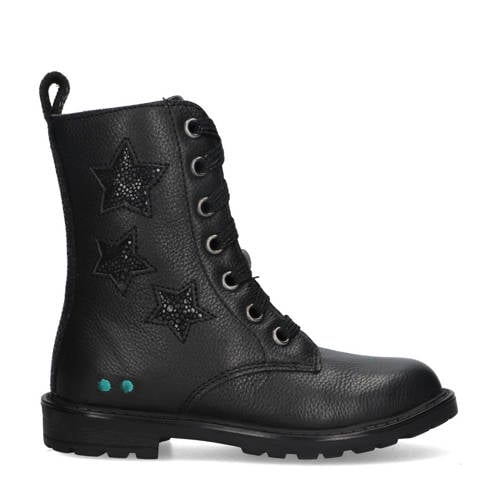 BunniesJR Hailee Happy leren veterboots zwart afbeelding