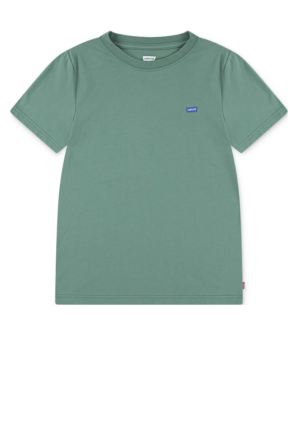 Groene jongens Levi's T-shirt van katoen met logo dessin, korte mouwen en ronde hals