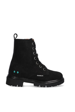 Saar Sterk suède veterboots zwart