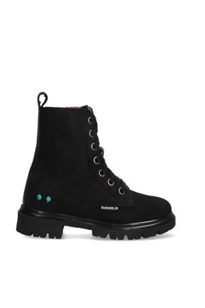 Saar Sterk suède veterboots zwart