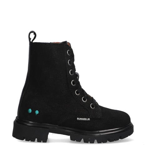 BunniesJR Saar Sterk suède veterboots zwart afbeelding