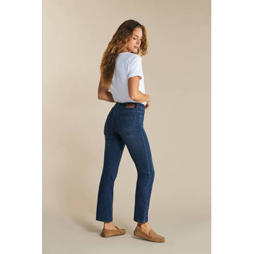 Red Button high waist straight leg jeans dark blue denim afbeelding