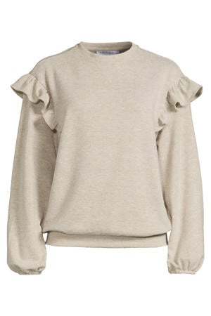 trui met glitters en ruches beige melange