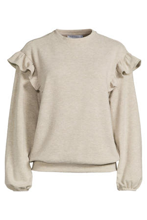 trui met glitters en ruches beige melange